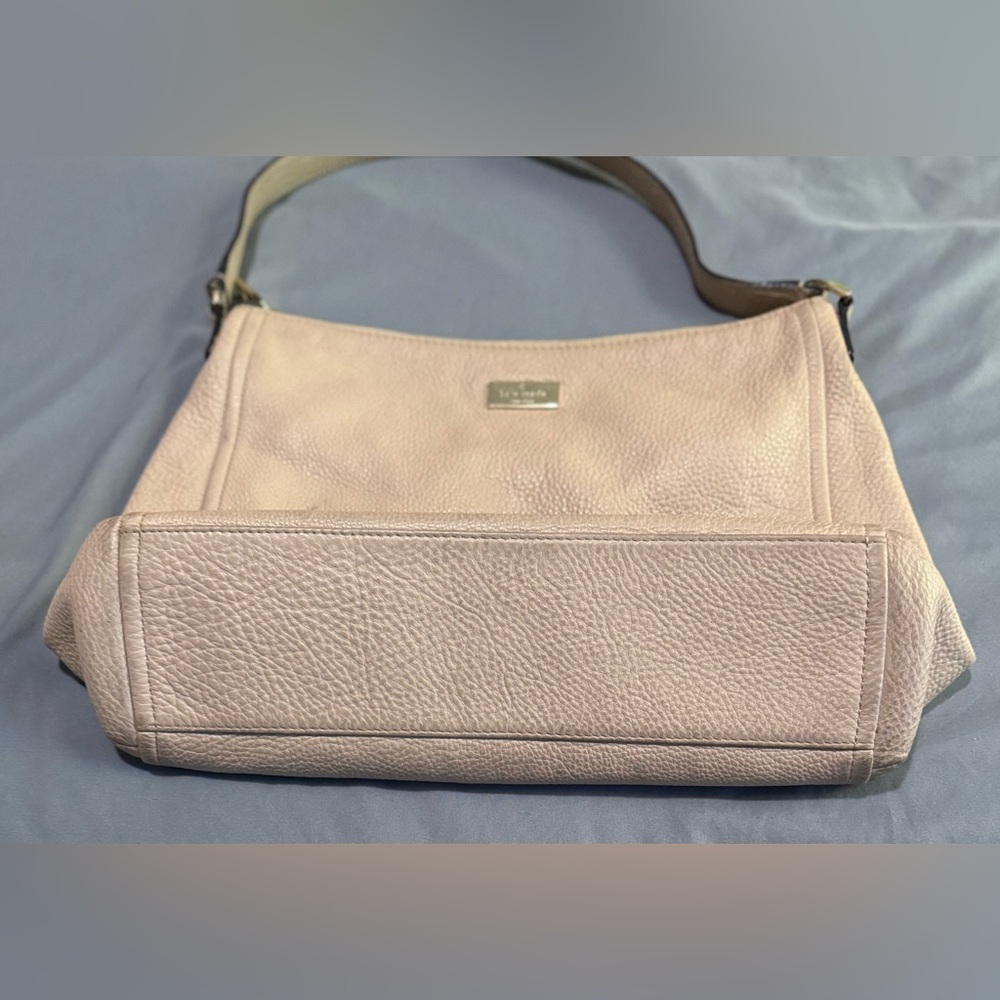 Kate Spade New York Beige Leather Pink Lined Zip Shoulder Tote Purse 15x11x4 - Picture 4 of 12